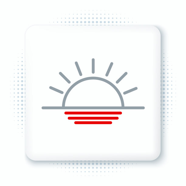 线日落图标孤立在白色的背景图片下载