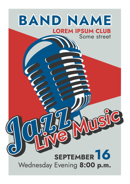 爵士现场音乐-复古风格的海报图片下载