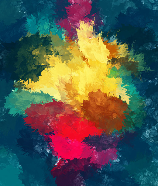 艺术绘画花花束数字彩绘纸亮丽笔触墨混翘曲图案创意精美艺术品创作图片下载