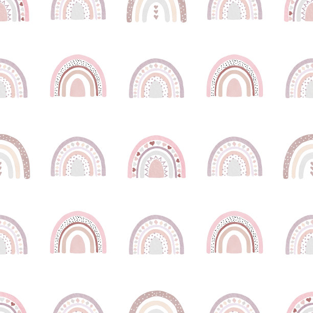 水彩波西彩虹数码纸。手绘剪纸艺术。无缝模式婴儿沐浴邀请，婴儿装饰。图片下载
