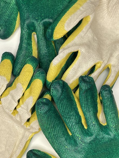 园艺工作手套，绿色乳胶涂层，双手保护图片下载