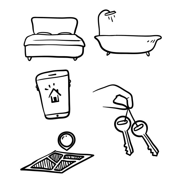 手绘简单设置房地产相关线图片下载