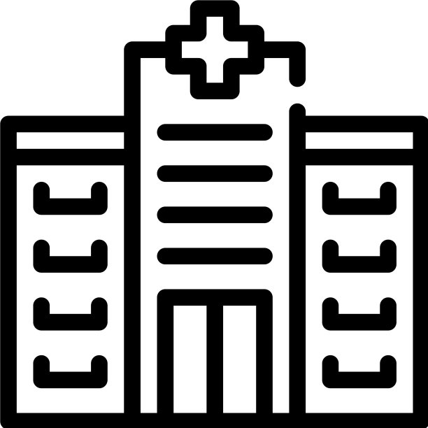 医院大楼线条图标为黑色图片下载