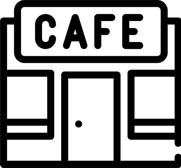 咖啡厅大楼线条图标为黑色图片下载
