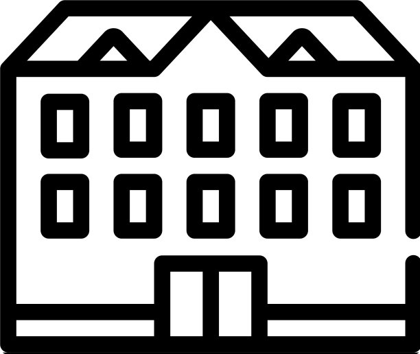 学校建筑线条图标为黑色图片下载