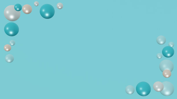 珠光宝气的蓝色泡泡漂浮在明亮的蓝色背景上图片下载