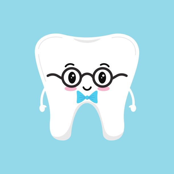 时髦可爱的牙齿戴眼镜，蓝色蝴蝶结图片下载