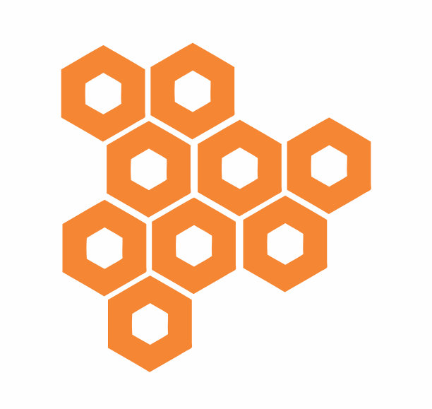 橙色的蜂巢是蜂巢形状的图案和标志图片下载