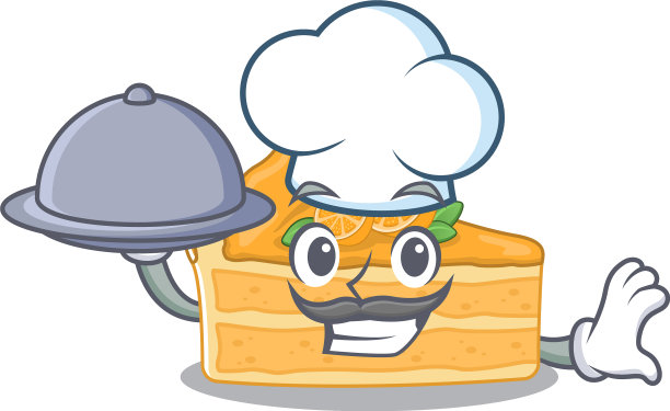 芝士蛋糕橙作为厨师卡通人物图片下载