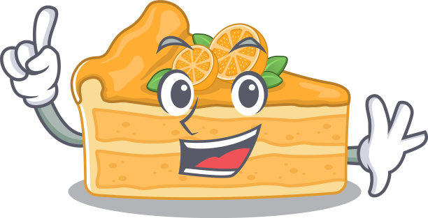 吉祥物卡通里的橙子手指芝士蛋糕图片下载