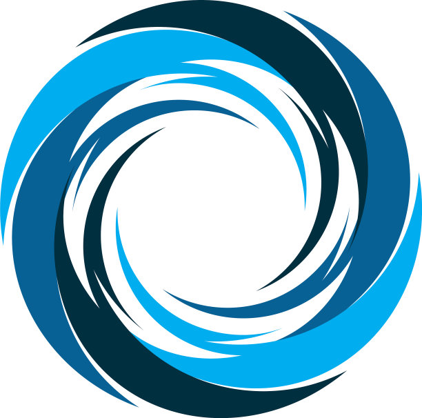 圆形蓝色龙卷风标志符号孤立抽象图片下载