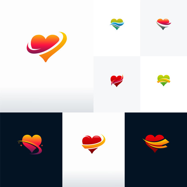 设置现代心脏标志设计与swoosh标志图片下载