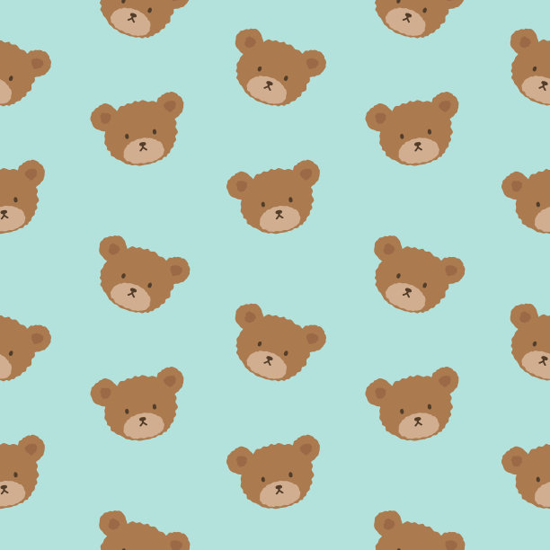 泰迪熊无缝图案背景图片下载