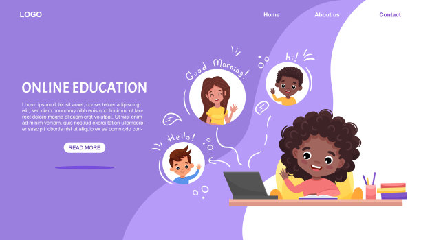 在线课堂学习或教育。电子学习和社会距离概念。非裔美国黑人女孩坐在桌旁看着老师图片下载