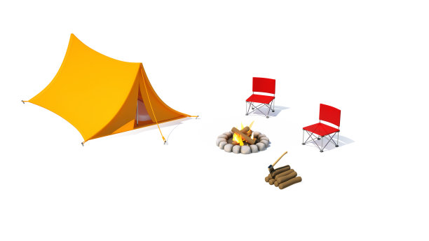 白色背景上的帐篷露营图片下载