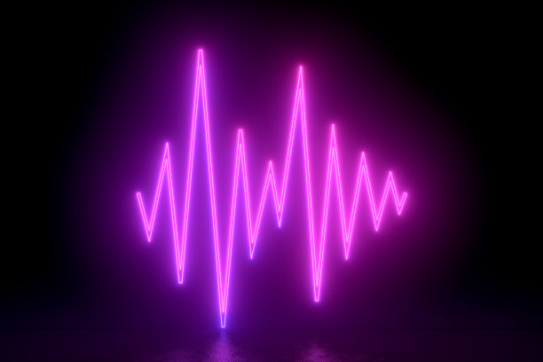 声波，财务图表，霓虹闪电，黑色背景图片下载