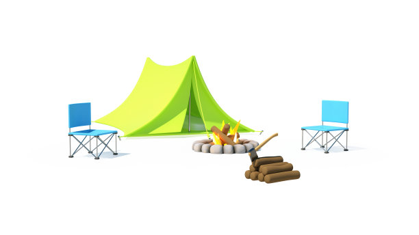 白色背景上的帐篷露营图片下载