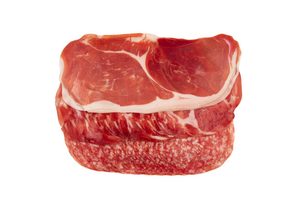 腊肠和熏火腿孤立在白色图片下载