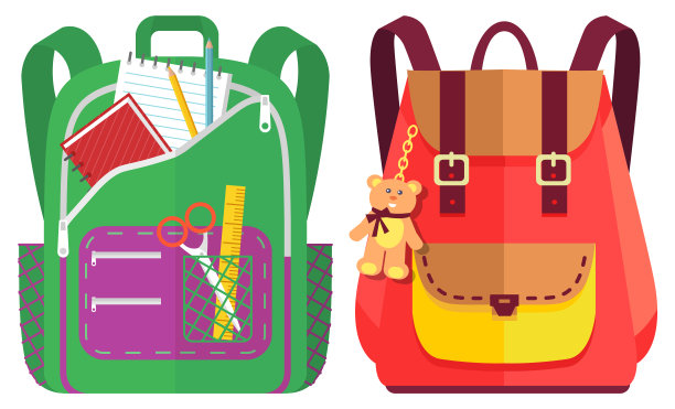 彩色学校背包回学校图片下载
