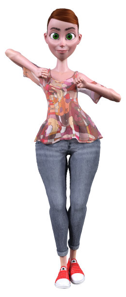 3D插图卡通女人在白色图片下载