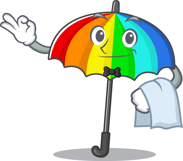 一个设计彩虹伞的卡通人物图片下载
