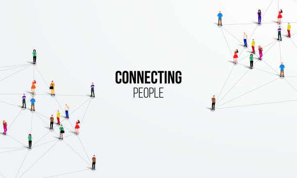 连接的人。社交网络的概念。明亮的背景。矢量图图片下载