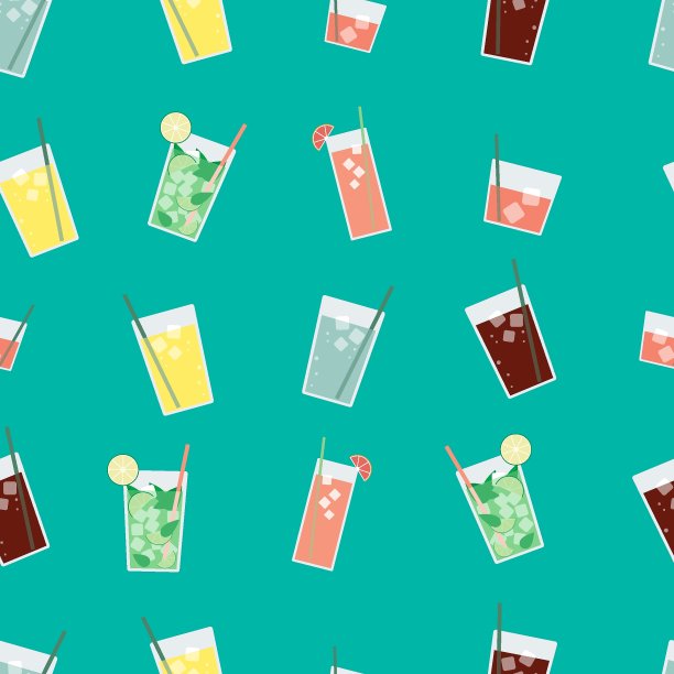夏日鸡尾酒无缝重复模式图片下载