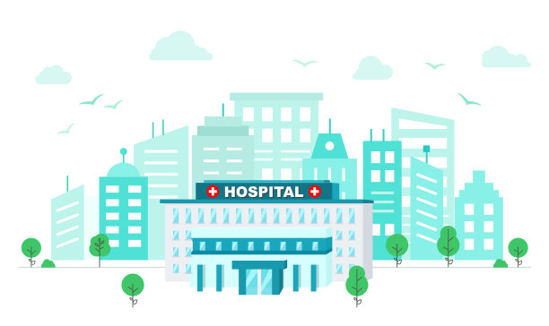 以大城市为背景的医疗中心。图片下载