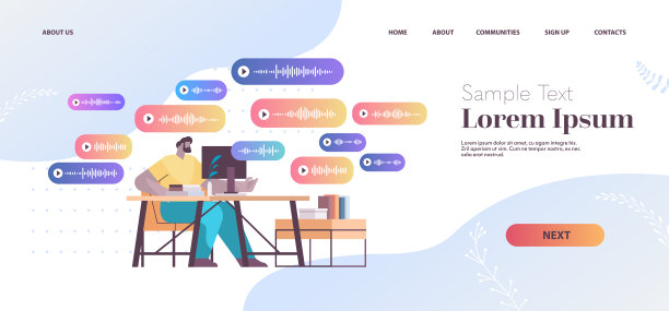 商家通过语音信息、音频聊天应用社交媒体进行在线交流图片下载