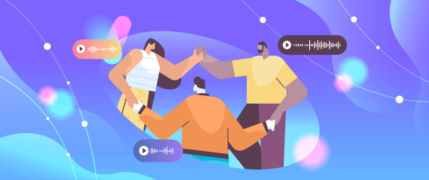 商务人士通过语音信息语音聊天应用社交媒体在线交流图片下载