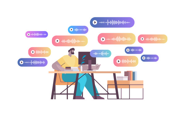 商人通过语音信息沟通音频聊天应用社交媒体在线交流图片下载