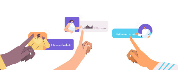 混合种族的人通过语音信息交流音频聊天应用社交媒体在线交流的概念图片下载