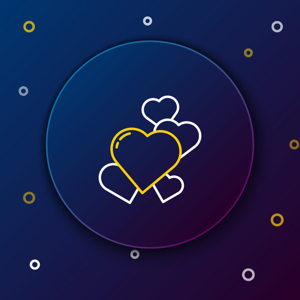 线心图标孤立在蓝色背景。浪漫象征连结、加入、激情与婚礼。情人节的象征。色彩斑斓的轮廓的概念。向量图片下载