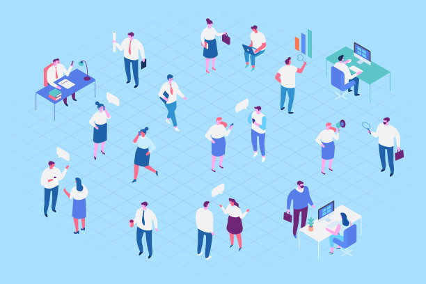 等距卡通办公室人向量集。图片下载