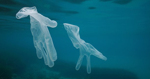 手套水下海洋塑料垃圾COVID-19图片下载