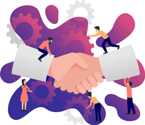 和小卡通人物握手图片下载