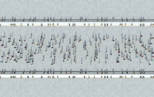 街道上人们的鸟瞰图图片下载