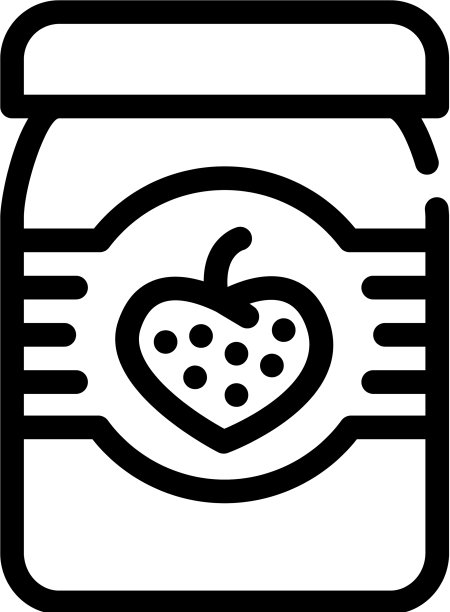 草莓果酱罐线图标图片下载