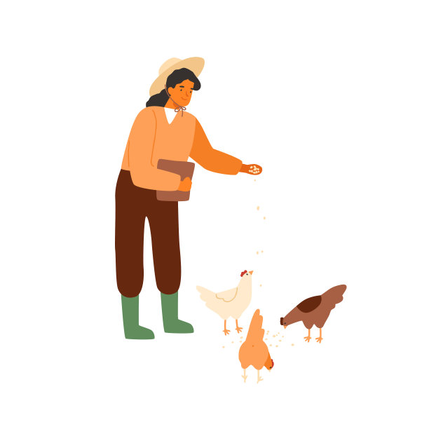 妇女农民拿着桶种子和饲料图片下载