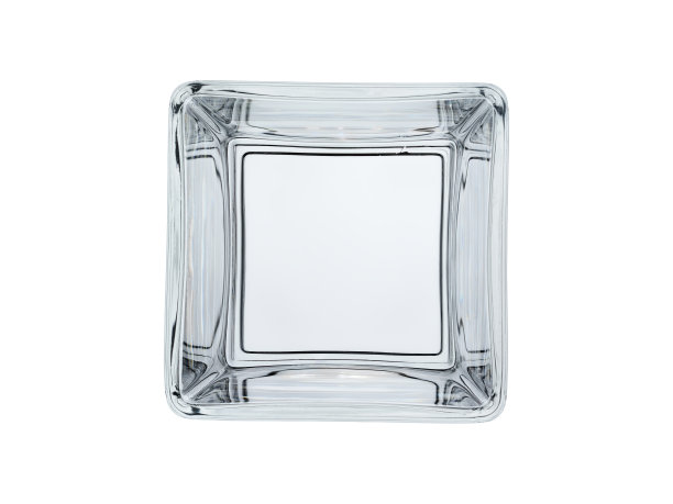 装饰方形玻璃器皿，俯视图。被孤立在白色背景下，特写镜头图片下载