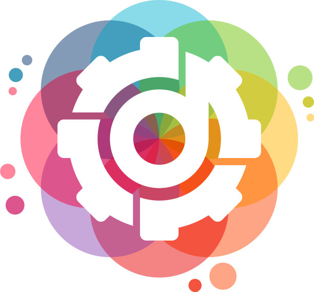 五颜六色的服务标志齿轮标志设计图片下载