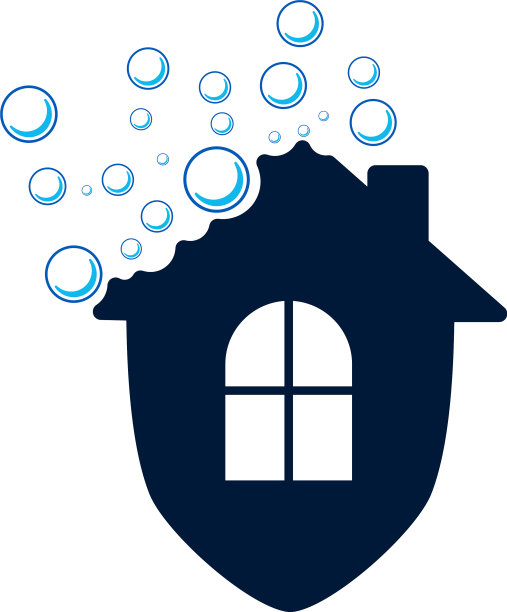 清洁屋标志设计与自然的叶子图片下载