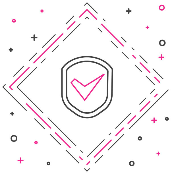 线屏蔽与检查标记图标隔离在白色图片下载