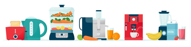厨具齐全，做饭、饮水方便快捷。矢量插图在平面风格，孤立在白色背景图片下载
