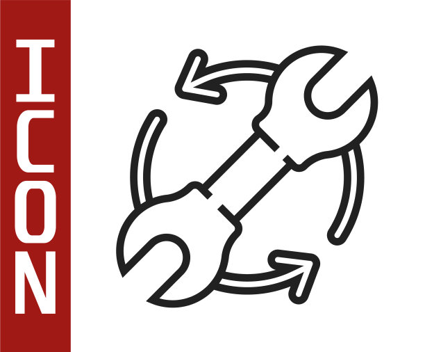 黑线扳手和箭头作为工作流程图片下载