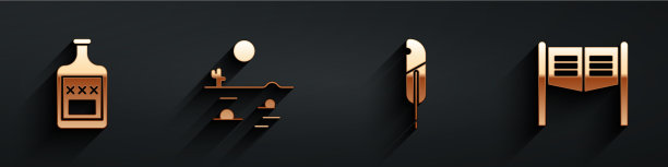 设置威士忌酒瓶沙漠景观与仙人掌图片下载