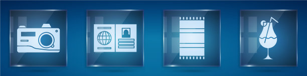 设置照片、相机、护照、沙滩毛巾和图片下载