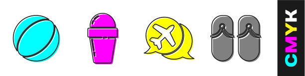 在华夫蛋筒演讲中设置沙滩球冰淇淋图片下载