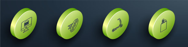 设置等距在线订购和递送热狗图片下载