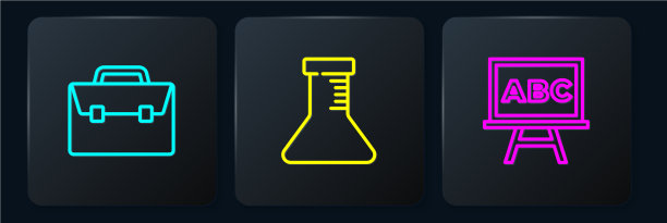 设置线公文包，黑板和试管图片下载